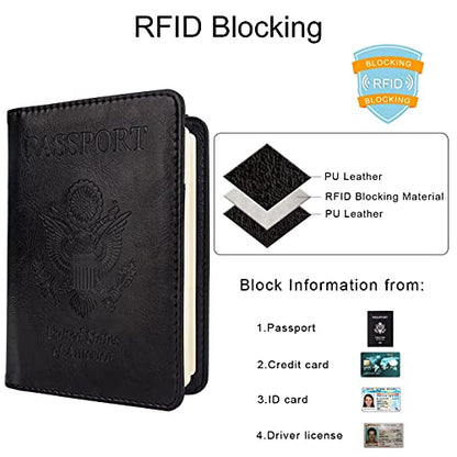 WALNEW Passport Holder for Travel, RFID Passport Wallet, Travel Essentials - color: A-Black