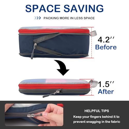 Cipway Compression Packing Cubes for Travel (6 Pcs, Blue) - color: Blue, size: 6PCS