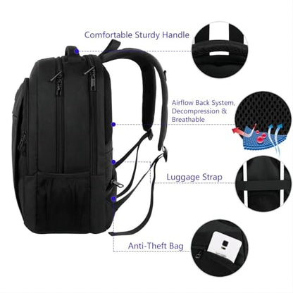 MATEIN 18 Inch Laptop Backpack, Extra Large TSA Friendly Laptop Travel Bag - color: Deep Black, size: 18 Inch