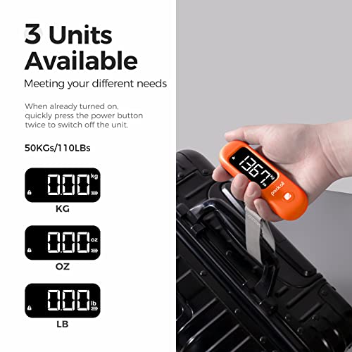 pack all Digital Luggage Scale for Travel, 110Lbs Capacity, 0.1Lb Precision - color: Orange