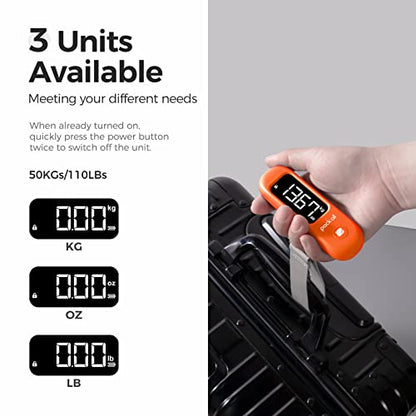 pack all Digital Luggage Scale for Travel, 110Lbs Capacity, 0.1Lb Precision - color: Orange