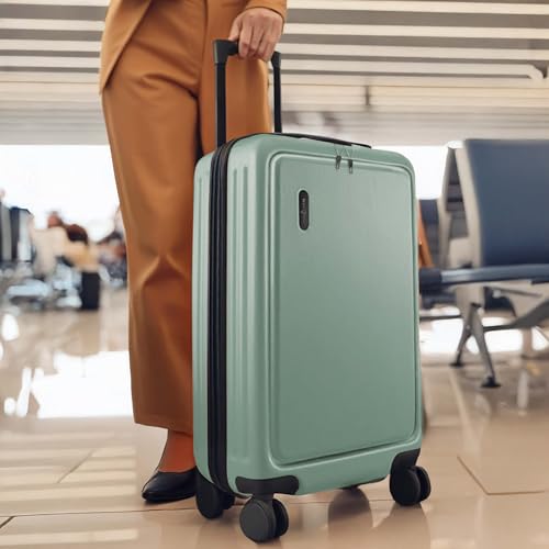TRAVELARIM 24 Inch Checked Luggage with Spinner Wheels, Medium Suitcase - color: Sage Green, size: Medium 24-Inch Checked