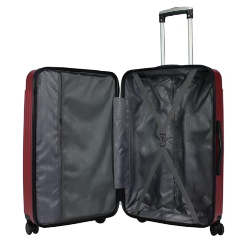 World Traveler Dejuno 콘월 경량 하드사이드 스피너 수하물, 버건디, Dejuno 콘월 경량 하드사이드 스피너 캐리어 - color: 버건디, size: Medium Checked
