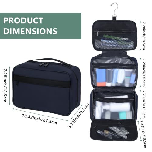 Toiletry Bag Men Women Hanging Foldable Cosmetic Organizer,Blue - color: Blue