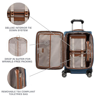 Travelpro Platinum Elite Carry-On Luggage Spinner, Coastal Blue, 21-Inch - color: Coastal Blue, size: Carry-On 21-Inch