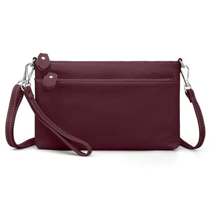 befen Genuine Leather Wristlet Clutch Wallet Purses with RFID Blocking - color: Burgundy