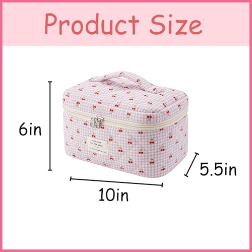 uekeboag Large Travel Quilted Makeup Bag for Women - color: 1Pc Checker Cherry