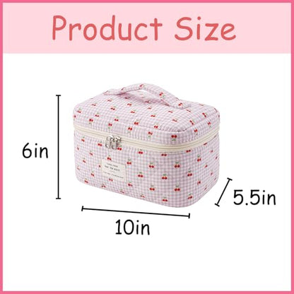 uekeboag Large Travel Quilted Makeup Bag for Women - color: 1Pc Checker Cherry