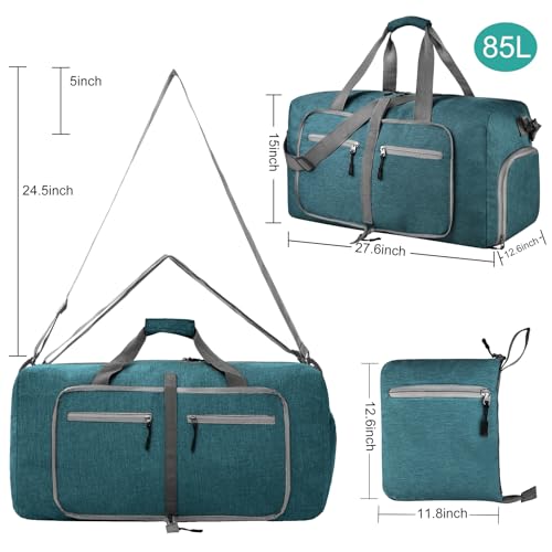 Dimayar 85L Foldable Duffle Bag, Travel & Weekender, Overnight, Gym - color: Green, size: 85L