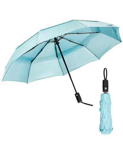 Mr. Pen- Windproof Travel Umbrella, Small Water-Resistant Automatic Folding Umbrella for Rain and Sun, Light, Compact and Portable for Women & Men, Fits Car & Backpack - color: Light Blue