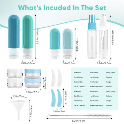 Travel Bottles for Toiletries 18Pack Containers Travel Size Toiletries - color: Blue