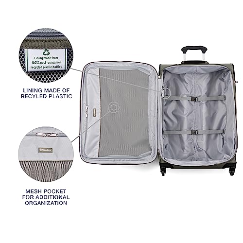 Travelpro Maxlite 5 Softside Checked Luggage Spinner, Green, 25-Inch - color: Slate Green, size: Checked-Medium 25-Inch