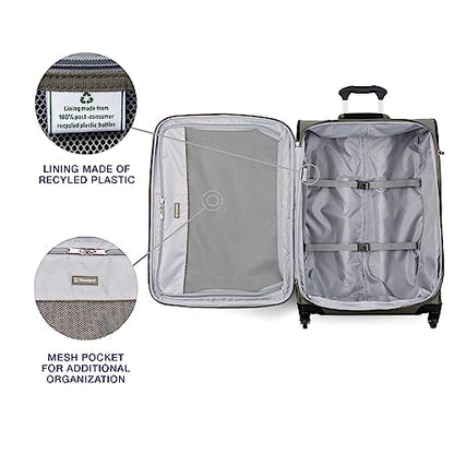 Travelpro Maxlite 5 Softside Checked Luggage Spinner, Green, 25-Inch - color: Slate Green, size: Checked-Medium 25-Inch