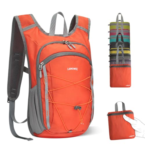 Small Hiking Backpack 13L Lightweight Foldable Travel Daypack for Men Women - color: Orange