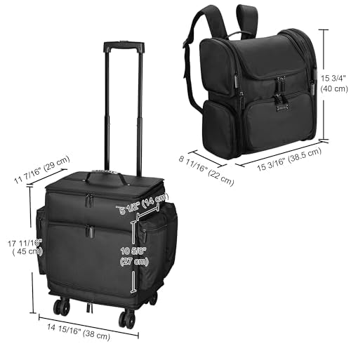 BYOOTIQUE Soft Sided Rolling Makeup Train Case Travel Bag Backpack Artist - color: Deep Pink, size: Xlarge