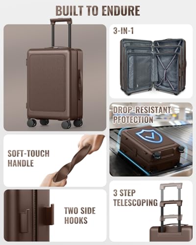 Joyway 3-Piece Hardshell Luggage Set, Spinner Wheels, 20 24 28 Inch, Coffee - color: Coffee, size: 3-Piece Set (20/24/28)