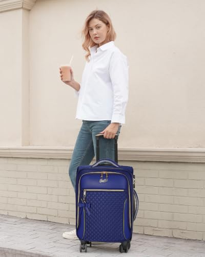 Carry On Luggage 22x14x9 Airline Approved, 20" Softside Suitcase for Travel - color: Blue
