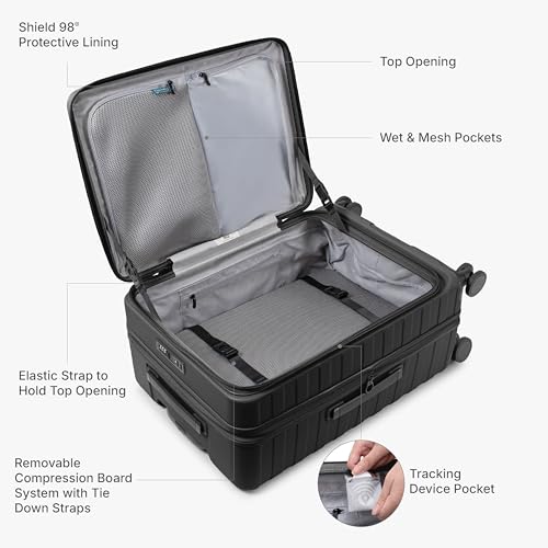 Traveler's Choice Novia Top Opening Expandable Polycarbonate Luggage with Spinner Wheels, Black, 30-Inch Large - color: Black, size: 30-Inch Large