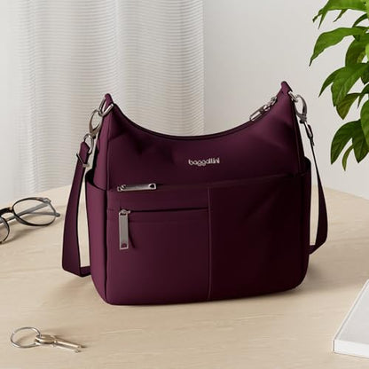 Baggallini Women's Securtex Anti-theft Free Time Crossbody Bag - color: Mulberry