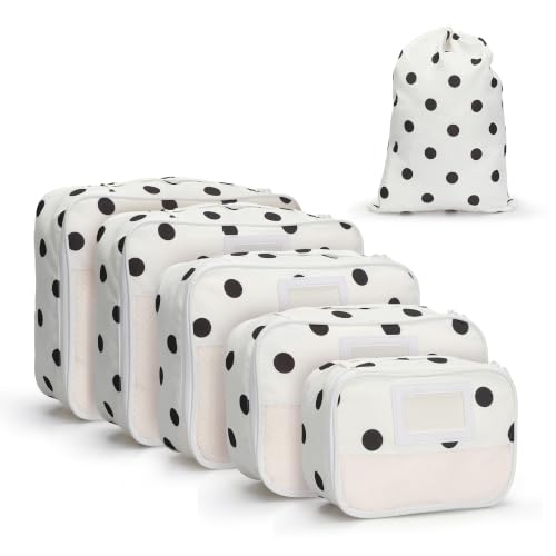 Hynes Eagle 6 Set Packing Cubes Structured Travel Organizer Polka Dot - color: Polka Dots-6PCS