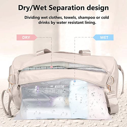 Duffle Bag Gym Bag, Personal Items Bag, Overnight Weekender - color: beige