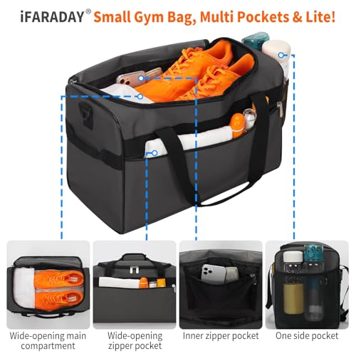 iFARADAY 20L Small Duffle Bag for Travel/Gym, Dark Gray - color: Dark Gray