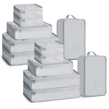 Reginary Travel Packing Cubes 10 Pcs with Shoe Bags - color: Gray