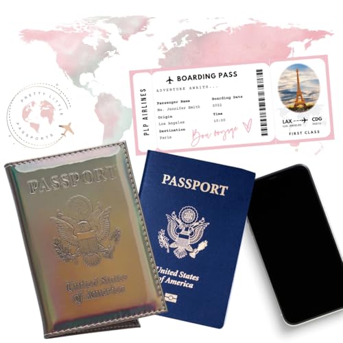 Chrome Passport Cover Vaccine Card Holder Combo, Passport Holder with Vaccine Card Slot (Grey) - color: Grey