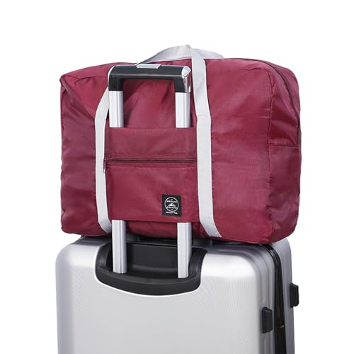 Foldable Travel Duffel Bag Tote Spirit Airlines Personal item Bag(Red) - color: Red