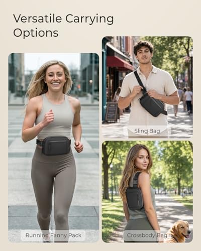 Fanny Packs for Women Crossbody Belt Bags, Waist Pack with Adjustable Strap - color: Black, size: Single Layer