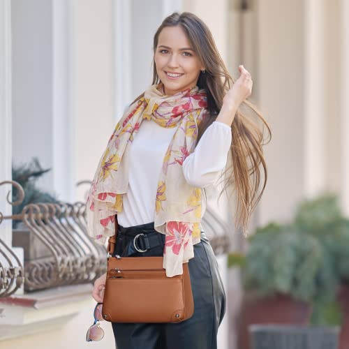 WESTBRONCO Crossbody Bags for Women, Medium Purses with Multi Zipper Pocket - color: Bright Brown