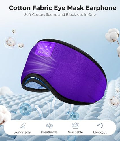 LOVE EYE Sleeping Eye Mask with Bluetooth 5.4 Headphones for Side Sleepers - color: Light Purple