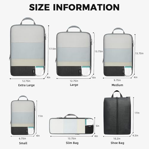 BAGAIL Lightweight Compression Packing Cubes for Travel, 6 Set, Black - color: Black