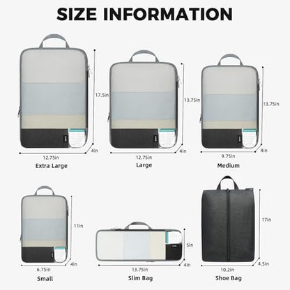 BAGAIL Lightweight Compression Packing Cubes for Travel, 6 Set, Black - color: Black