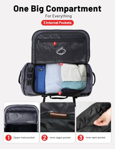 MIER 여행용 캠핑 체육관 스포츠용 대형 더플 백 백팩, 45L/60L/90L - color: 회색., size: 60L