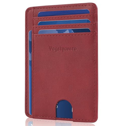 Front pocket thin wallet for Men Women RFID Blocking Credit Card Holder Card Cases Slim Minimalist wallet with Gift Box (Alaska Cherry) - color: Alaska Cherry