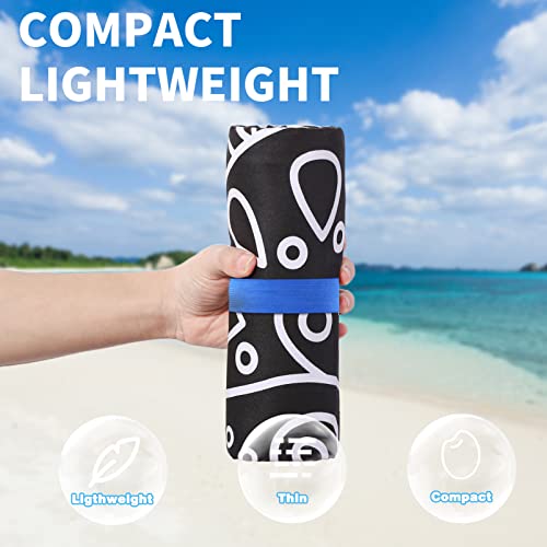 Microfiber Beach Towel Oversized 71x32, Thin, Black with Bag 2 Pack - color: 2 Pack Black Mandala Elephant