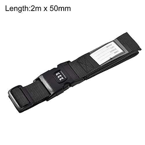 uxcell Luggage Straps Suitcase Belts with Buckle, Combination Lock, 2Mx5cm Adjustable PP Travel Packing Accessories, Black 2Pcs - color: Black
