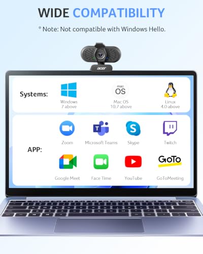Acer A610 1080p Webcam for PC with Microphones Computer Camera for Meeting - color: Black