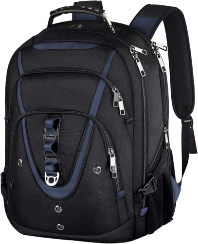 17.3 Laptop Backpack for Men Women, Large Travel Laptop Backpack - color: Black-blue, size: 17inch(19.0 *14.6*10")