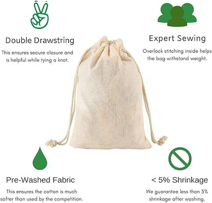 Mayatra's Organic Cotton Laundry Bag Set - Eco-Friendly, 100% Pure Cotton Drawstring Travel Organizer - Large, Foldable & Washable (Pack of 2)