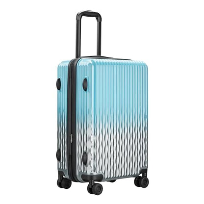 Expandable 20 Inch Carry on Luggage Suitcase with TSA Lock - color: Lake Bue, size: S(carry-on-20")