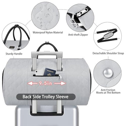Garment Bag for Travel Convertible Carry on Travel Duffel Bag for Men Women - color: A04-Grey