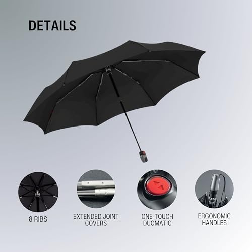 Knirps T.200 Auto Open & Close Compact Rain Umbrella in Black - color: Black