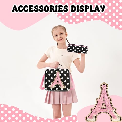 Meetbelify 3 in 1 Backpack with Wheels for Girls Rolling Letter Backpack Cute Carry on Backpacks Kids Luggage with Lunch Box Pencil Case for Elementary Student - color: Black Wave Point
