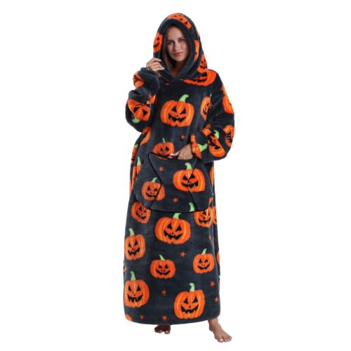 Moinlizy Oversized Wearable Blanket Hoodie for Women Men - color: Grey Pumpkin