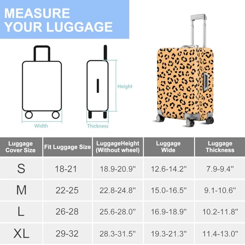 ANNA QUEEN Travel Luggage Cover Suitcase Protector Suitcase Cover Anti-Scratch,Stretchable Bag Cover Washable Durable Polyester - color: Leopard print pattern, size: M(fits 24-26Inch suitcase)