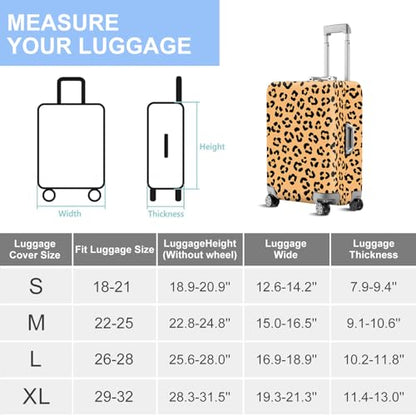 ANNA QUEEN Travel Luggage Cover Suitcase Protector Suitcase Cover Anti-Scratch,Stretchable Bag Cover Washable Durable Polyester - color: Leopard print pattern, size: M(fits 24-26Inch suitcase)