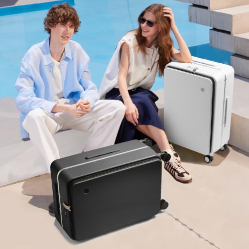 mixi 20 Inch Carry On Luggage 22x14x9 Airline Approved PC Hard Shell Suitcase Top Opening Aluminum Frame Travel Suitcases with Wheels, Blcak - color: Black, size: 20 inch