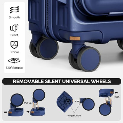 Joyway Expandable Carry On Luggage Sets with Front Pocket, Blue - color: Blue, size: 3 Piece Sets (20/DB/TB)